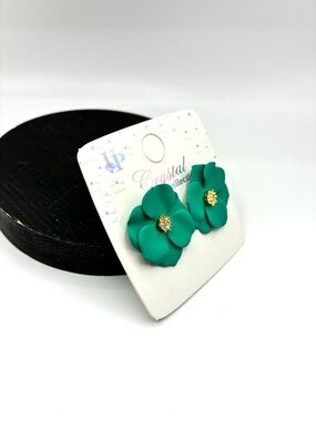 Green Floral Earrings